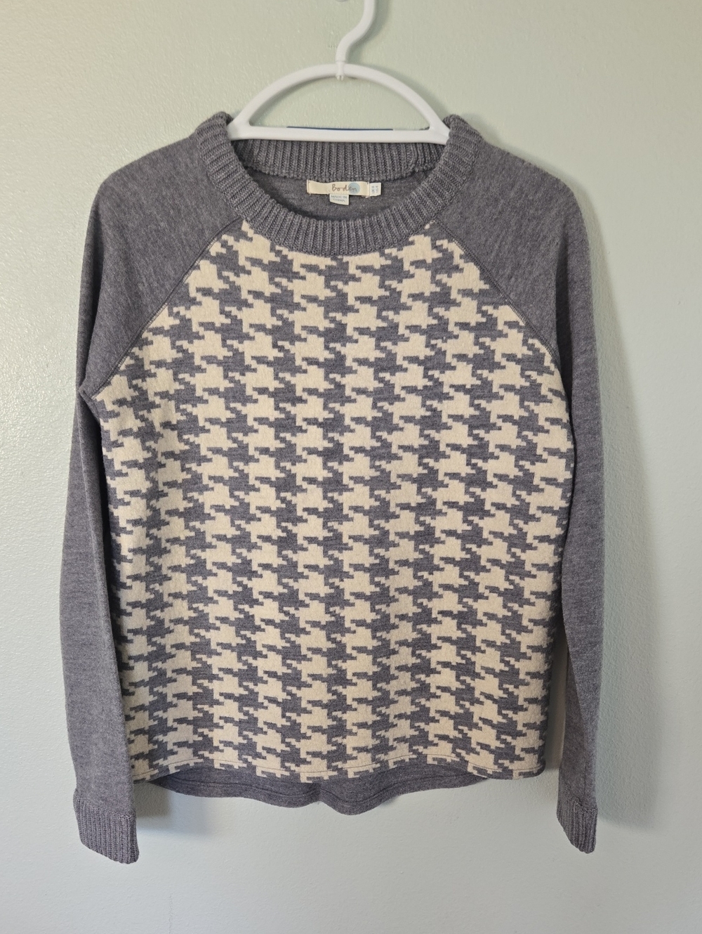 Boden | Gray & Cream Houndstooth Wool Sweater Size 4